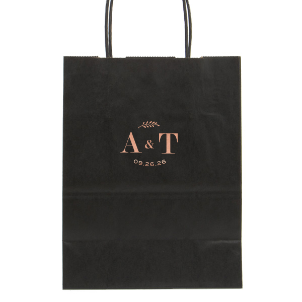 Personalized Black Gift Bag with Shiny Rose Gold Foil will add that special attention to detail that cannot be overlooked.