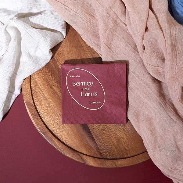 Ringed Couple Names Napkin
