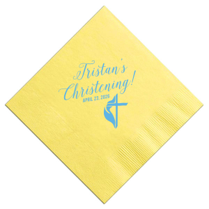 Our custom Lemon Cocktail Napkin with Matte Azure Foil has a Cross With Flame graphic and is good for use in Christian Symbols themed parties and can't be beat. Showcase your style in every detail of your party's theme!