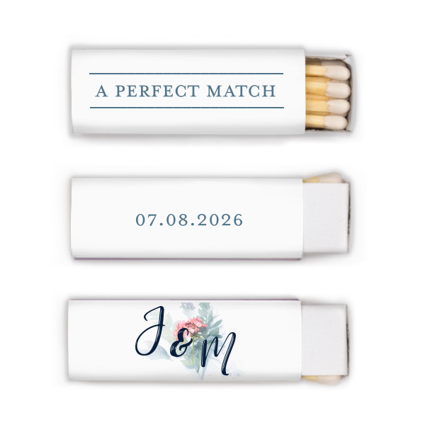 Our custom White Square Custom Photo Matchbox with Matte Stone Blue Ink Digital Print Colors and Matte Navy Ink Digital Print Colors are a must-have for your next event—whatever the celebration!