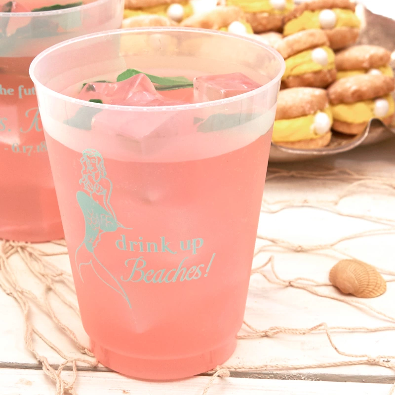 drink up beaches mermaid plastic party cup