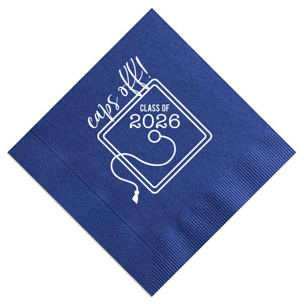 Our personalized Light Navy Cocktail Napkin with Matte White Foil has a Grad Cap Frame graphic and is good for use in Graduation, Frames themed parties and will add that special attention to detail that cannot be overlooked.