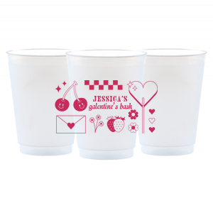 Get these custom Valentine's Galentines Bash Cup set. They have unique graphics and come together with a good vibe. Surprise your guests, they'll love them!
