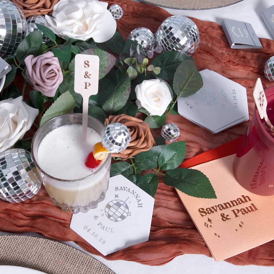 Retro Wedding Names Napkin