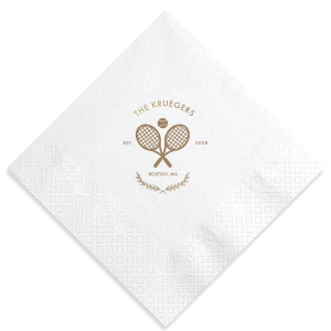 At the crossroads of elegance and sporty is the Family Name Tennis Napkin from our Country Club collection. Customize the design with your personalized text paired with your choice of colors to best represent your family's unique sense of style. 