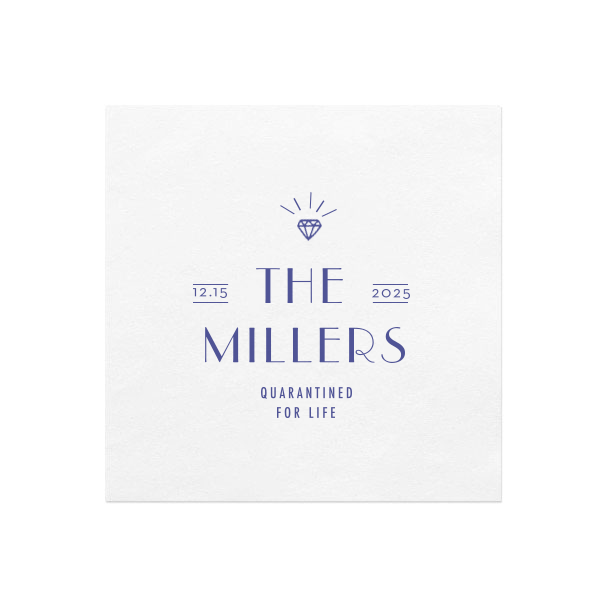 ForYourParty's elegant Dark Navy Cocktail Napkin with Shiny Sterling Silver Foil has a Diamond graphic and is good for use in Wedding, Bridal Shower themed parties and will make your guests swoon. Personalize your party's theme today.