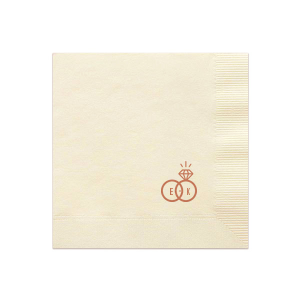 Celebrate unity with the Diamond Ring Initials Wedding Napkin. This elegant design intertwines a sparkling diamond and a classic band, symbolizing an unbreakable bond. Each circle cradles the couple's initials, beautifully illustrating their joined lives. Perfect for weddings, it's a sophisticated emblem of love and commitment.
