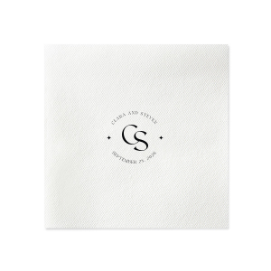 Embrace the essence of matrimonial elegance with the Nuptial Arch Initials Napkin, featuring the couple's names and wedding date in a minimal and pristine design, arched gracefully over their shared initials. A timeless touch for your wedding day decor.