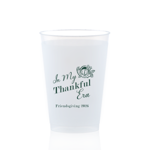 Show off your good graces with the In My Thankful Era Cup. Featuring a classic cornucopia design, this cup is easy to customize into a stylish accessory appropriate for any family holiday dinner. 