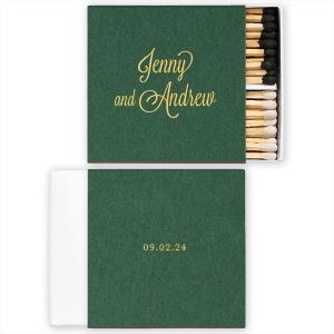 The Formal Names Match design exudes elegance with the couple's first names gracefully presented in an ornate, flourished script on the front. Its simplicity is complemented by the event's date on the back, offering a touch of class and sophistication to any celebration.