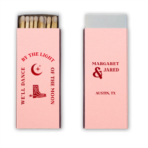 Make your next housewarming, summer shindig, or any other special occasion all the more memorable with the Moonlight Matchbox. Customizable with your choice of text and colors, make this matchbox your own and create a one of a kind memento for memories. 