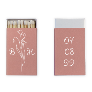 Our custom Natural Antique Rose Classic Matchbox with Matte White Foil has a Stem Cosmos Flower graphic and is good for use in Floral themed parties and can be personalized to match your party's exact theme and tempo.