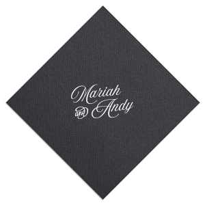 Choose a classic design for your next special occasion with the Romantic Stacked Script Napkin. The elegant and stylish napkin is perfect for weddings, anniversaries, engagements or any other social gathering function. Customize the design in your choice of colors to best match your event's vibes!