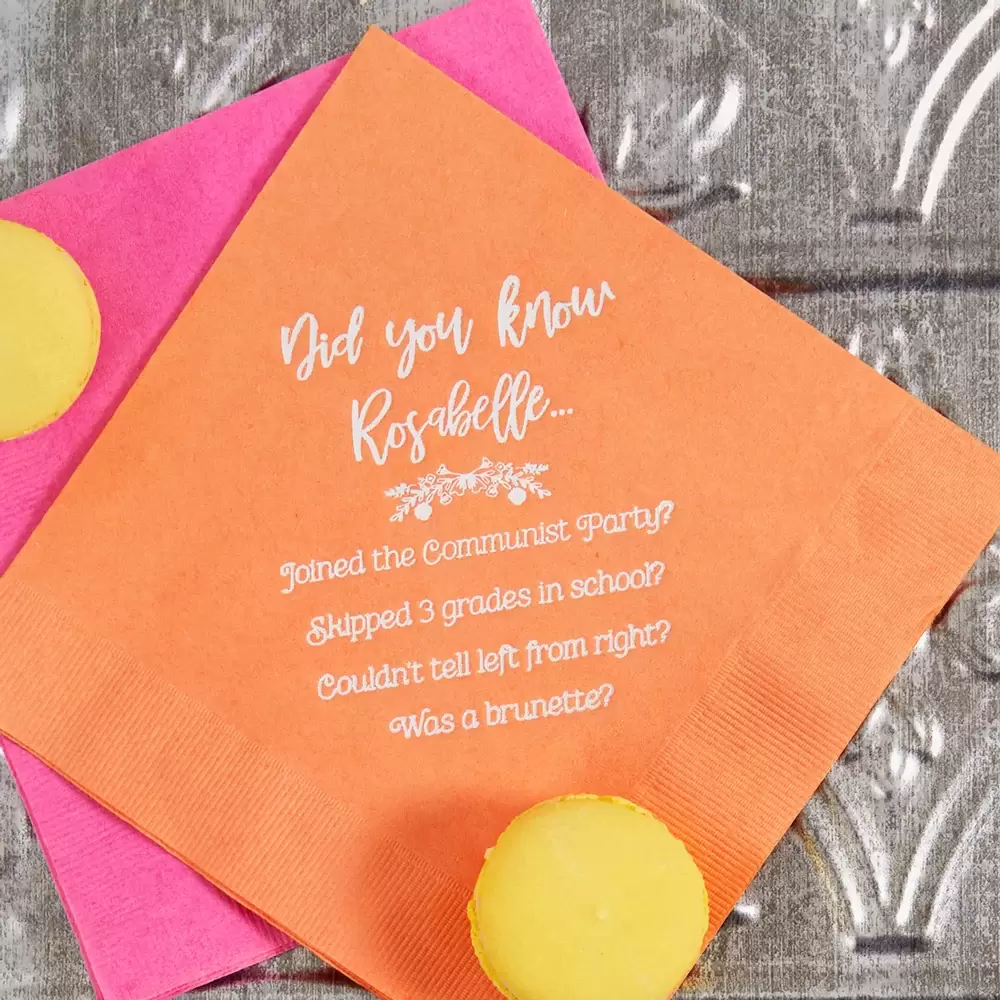 creative trivia luncheon napkin for parties