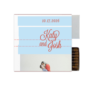 Capture love’s spark with the Love Snapshot Photo Matchbox. It features the couple’s names in a fun, flirty script on the front. The back displays a playful photo of the couple, radiating their shared joy. The celebration date adorns the side, making this matchbox a memorable keepsake of their special day. This design invites couples to choose a beloved photo to personalize their own matchbox, adding a unique and intimate touch to their wedding celebration.