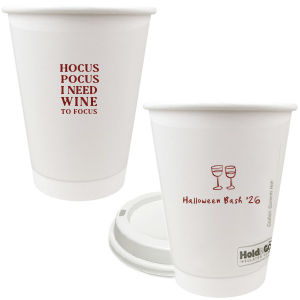 The Hocus Pocus Focus Cup is the ideal custom Halloween party accessory.  Featuring the phrase "hocus pocus I need candy to focus" and a modern and minimal graphic of wine glasses, you can personalize with your name, and the year. This chic Halloween accessory will be a hit at your autumnal events. 
