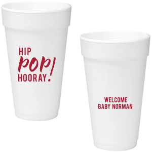 Our custom 12 oz Styrofoam Cup with Matte Poppy Ink Cup Ink Colors will make your guests swoon. Personalize your party's theme today.