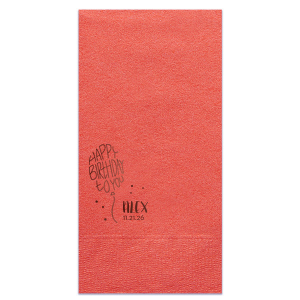 Raise the Happy Birthday Balloon Napkin high as a toast to fun, with 'Happy Birthday to YOU' cleverly crafted into a balloon shape. Tied with a string and sprinkled with confetti, it's a playful piece of art celebrating the honored guest's big day.