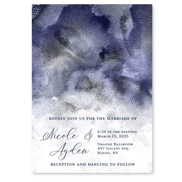 ForYourParty's elegant Full Color with Foil Invitation with Matte Navy Digital Text Ink Colors, Full Color Digital Unique Art and Shiny Gold Foil accents couldn't be more perfect. These invites are printed on a Smooth Natural White 115 lb. paper stock. It's time to show off your impeccable taste.