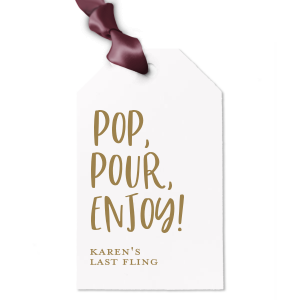 Our custom Poptone Ballet Pink Luggage Gift Tag with Shiny Merlot Foil will make your guests swoon. Personalize your party's theme today.