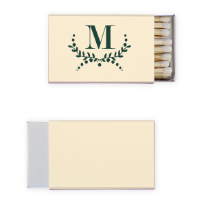 Light up your gatherings with the Artistic Foliage Monogram Matchbook. Each matchbook centers a single-letter monogram adorned by delicate leaves and playful dots, ensuring your initial shines. Perfect for adding a touch of elegance to any event or accessorizing your home bar!