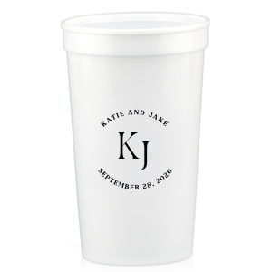 Embrace the essence of matrimonial elegance with the Nuptial Arch Initials Cup, featuring the couple's names and wedding date in a minimal and pristine design, arched gracefully over their shared initials. Cheers to this chic wedding day decor.
