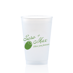 The Olive You Forever Cup is perfect for celebrating your love with friends and family. The cheeky design is available in your choice of screen printed ink and cup colors. Along with customizable text, this unique drinkware is sure o be a hit at your next engagement, wedding, or anniversary party!