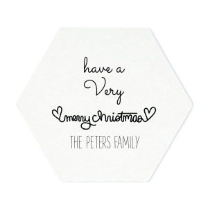 The ever-popular Kraft with Blush back Nouveau Coaster with Shiny Convertible Red Foil has a Merry Christmas Hearts graphic and is good for use in Christmas, Warm-Hearted themed parties and can be personalized to match your party's exact theme and tempo.