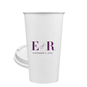 Sip with sophistication from the Pretty Monogram Paper Cup, where a graceful ampersand weaves together the couple's bold initials. Adorned below with the date, this cup elevates every toast with its blend of elegance and unity.