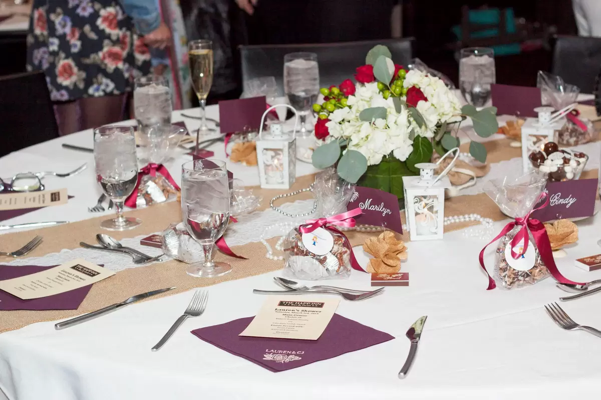 bridal shower table set up