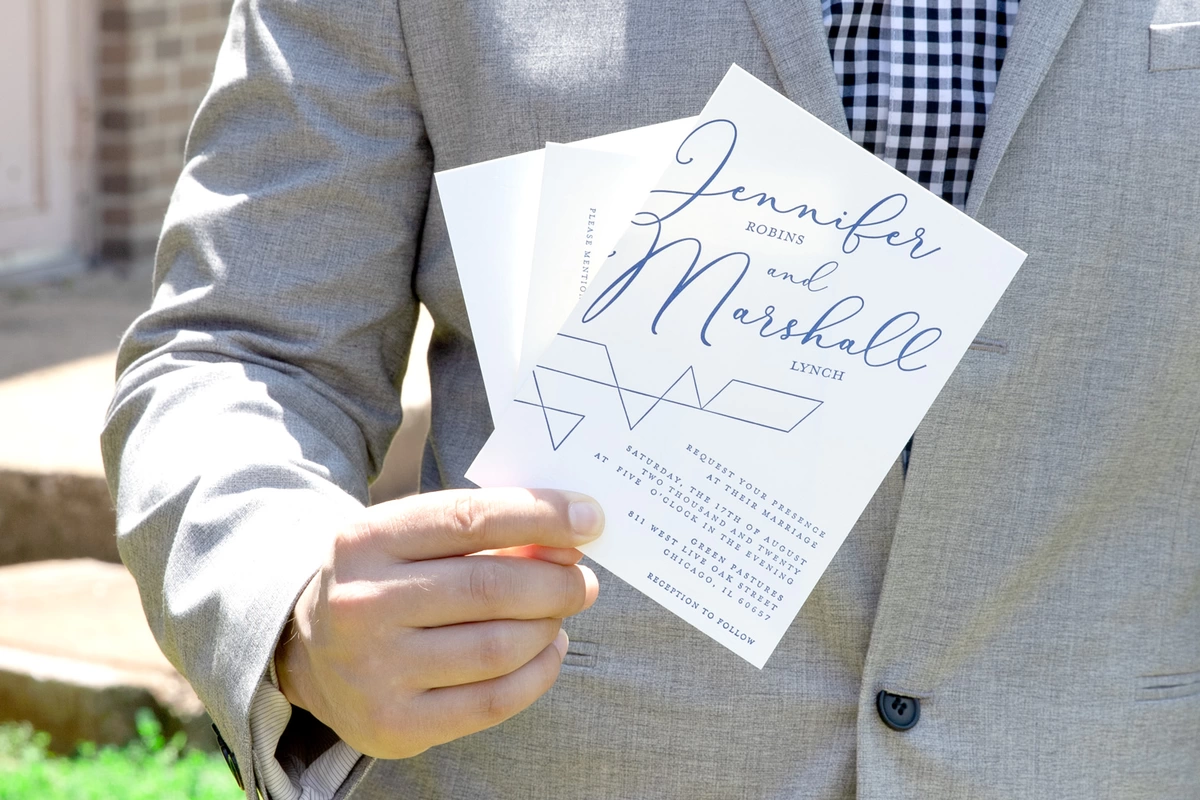 personalized letterpress geometric wedding invitation