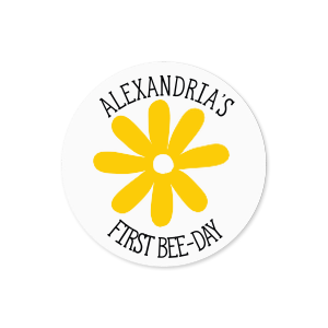 First Bee-Day Round Label