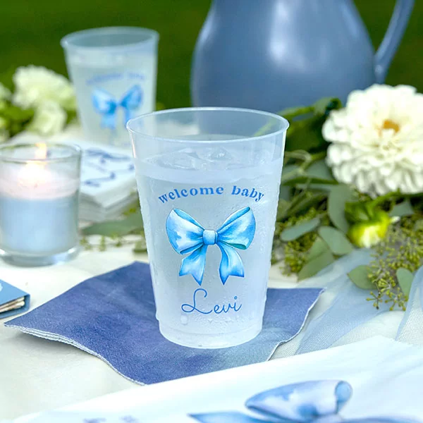 Ribbon in Blue Welcome Baby Cup 
