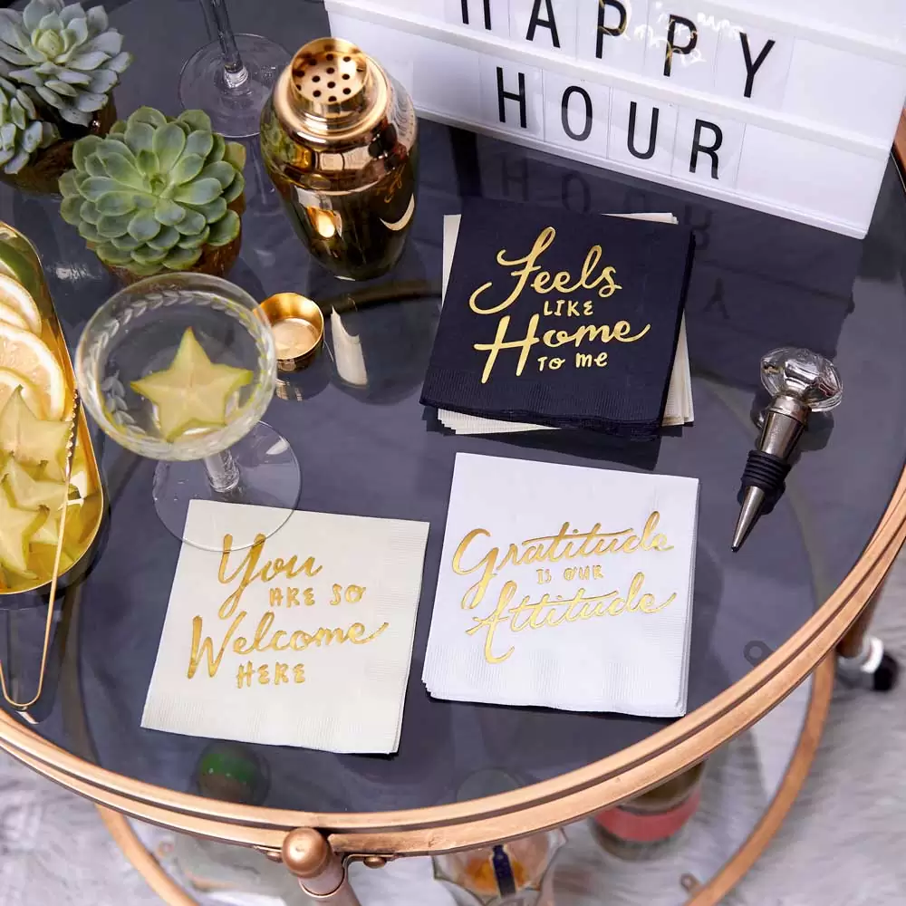 Inspirational Cocktail Napkins Gold Foil