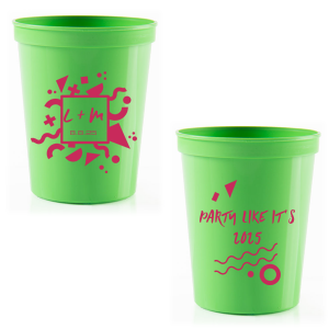 Throw it back to the 80s with the Retro 80’s Celebration Cup. Bursting with bold geometric designs, this cup channels the decade of big hair, neon colors, and iconic tunes. Personalize with initials, date, and a rocking "Party like it's" year for a celebration that's totally rad!