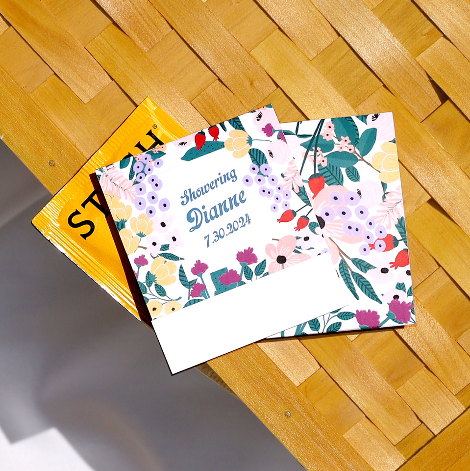 Hand Drawn Floral Photo Tea Favor