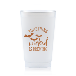 Custom 9 oz Frost Flex Cup with Copper Ink  has a Bats graphic and is good for use in Halloween themed parties and will impress guests like no other. Make this party unforgettable.