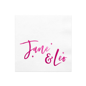 Our personalized White Cocktail Napkins with Bleed with Shiny Fuchsia Foil has a Sparkles 3 graphic and is good for use in Wedding themed parties and will make your guests swoon. Personalize your party's theme today.