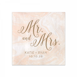 Our beautiful custom Marble Blush Cocktail Napkins with Bleed with Shiny Champagne Foil will look fabulous with your unique touch. Your guests will agree!