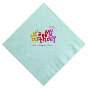 Celebrate your birthday in style! This groovy birthday napkin will bring the party at your event. Personalize with your name. 