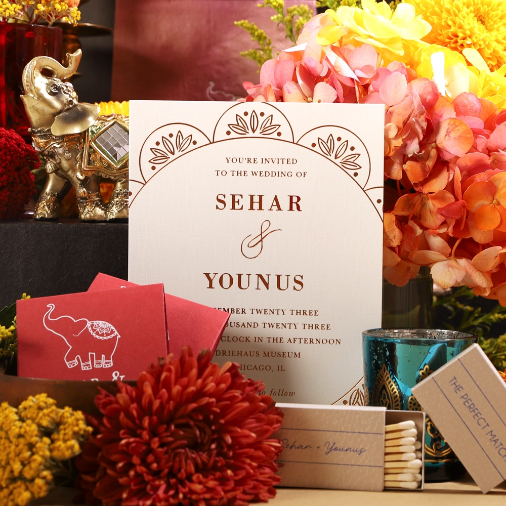 extend your Contemporary Indian color scheme to your custom wedding accessories with For Your Party