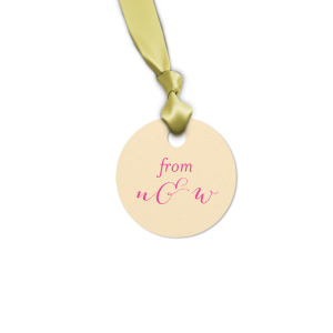 Give gifts with a special touch just from you. Personalize gift tags in your wedding theme colors, add your initals and voilà—a party favor with impeccable taste. 