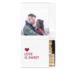 Custom White Lipstick Custom Photo Matchbox with Matte Lipstick Red Ink Digital Print Colors and Matte Fuchsia Ink Digital Print Colors has a Solid Heart graphic and is good for use in Wedding, Hearts, Anniversary themed parties and couldn't be more perfect. It's time to show off your impeccable taste.
