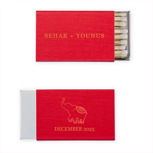 Custom Linen Convertible Red Lipstick Matchbox with Shiny Copper Foil will give your party the personalized touch every host desires.