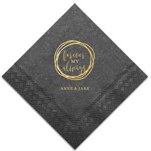 Our custom Soft Black Luncheon Napkin with Shiny 18 Kt Gold Foil has a Circle Doodle Frame graphic and is good for use in Frames themed parties and will look fabulous with your unique touch. Your guests will agree!