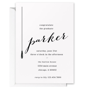 Celebrate the graduate with this chic graduation letterpress invitation. Featuring a minimalist tassel design, this invite will set the tone for your event. 
