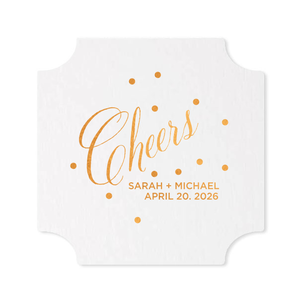 Custom Eggshell Round Coaster with Shiny Rose Quartz Foil can be personalized to match your party's exact theme and tempo.