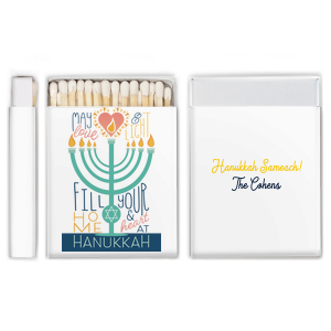 Light the menorah this holiday using the Love and Light Hanukkah Match! The stylish design comes in a variety of match styles alongside customized text to best suit your family's festivities. 