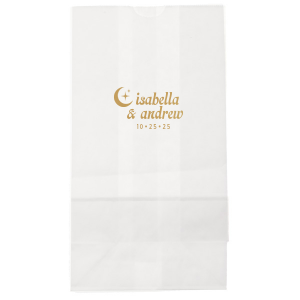 Shine bright with the Moon & Stars Couples Bag at your next special party event. Featuring customizable text in your choice of foil stamp colors and bag styles, easily personalize your design to best match your unique vibes!