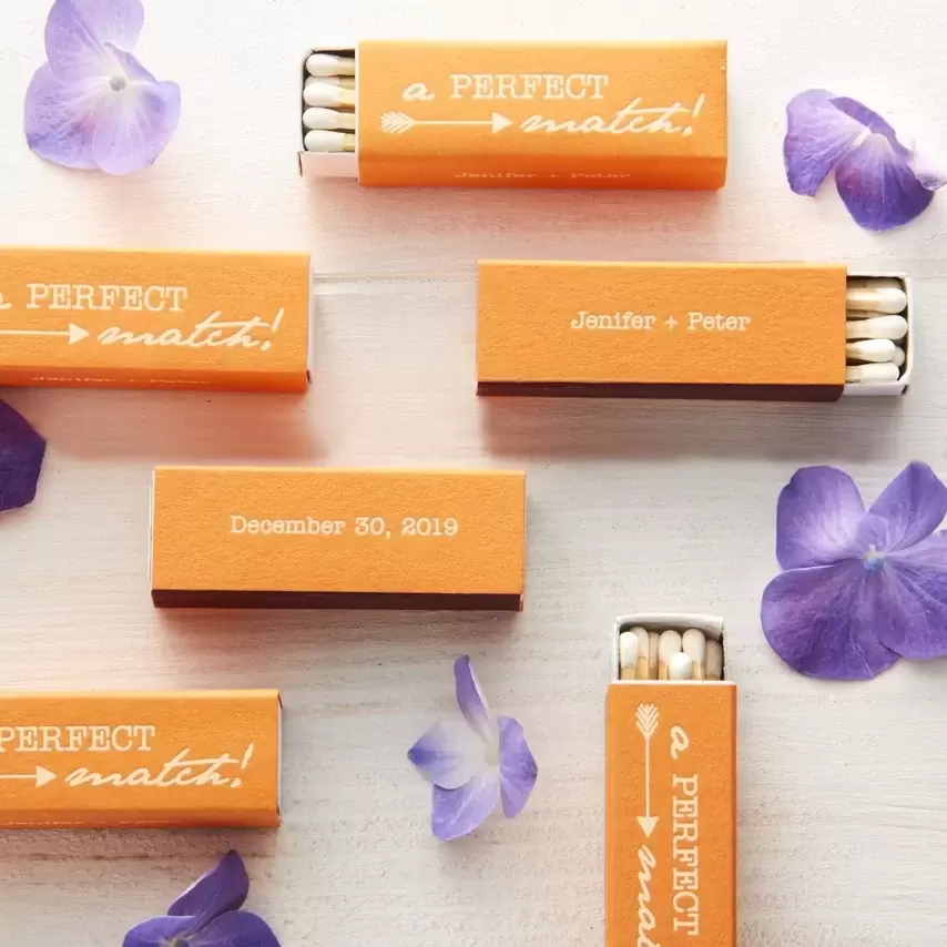 Brides unique wedding favors personalized matchboxes